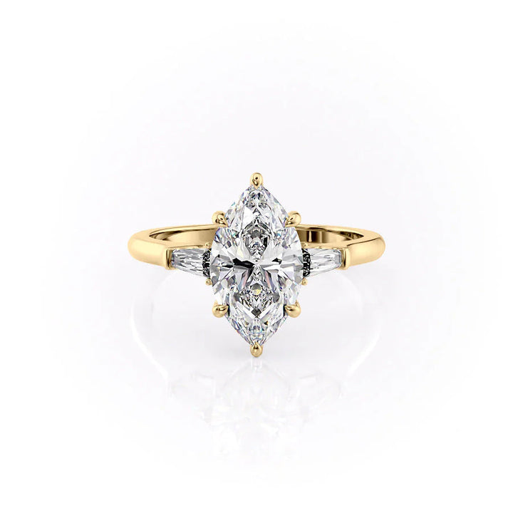 The Leona Set With Marquise Solitaire Lab Diamond 1 Carat 14K Gold#material_14k-gold