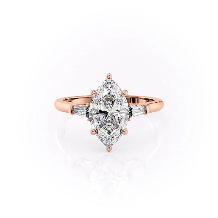 The Leona Set With Marquise Solitaire Lab Diamond 1 Carat 14K Rose#material_14k-rose