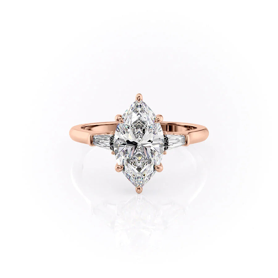 The Leona Set With Marquise Solitaire Moissanite#material_14k-rose