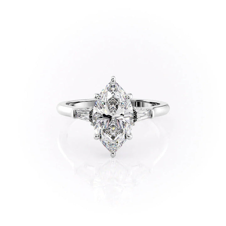 The Leona Set With Marquise Solitaire Lab Diamond 1 Carat 14K White#material_14k-white