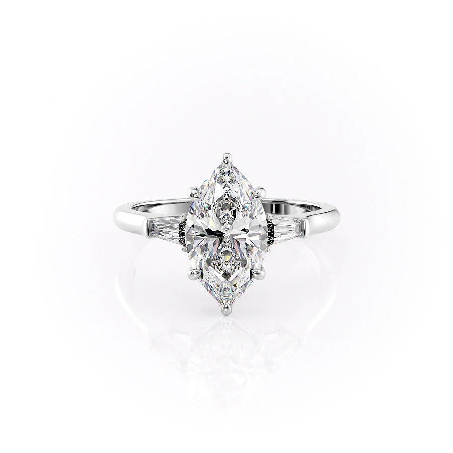 The Leona Set With Marquise Solitaire Moissanite#material_14k-white