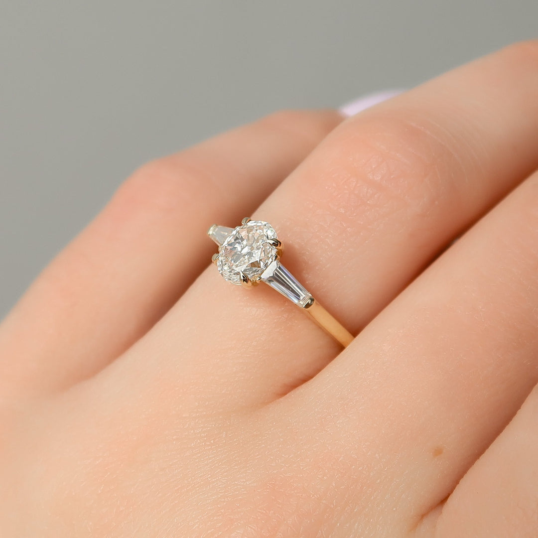 The Leona Set With Oval Solitaire Moissanite#material_14k-gold