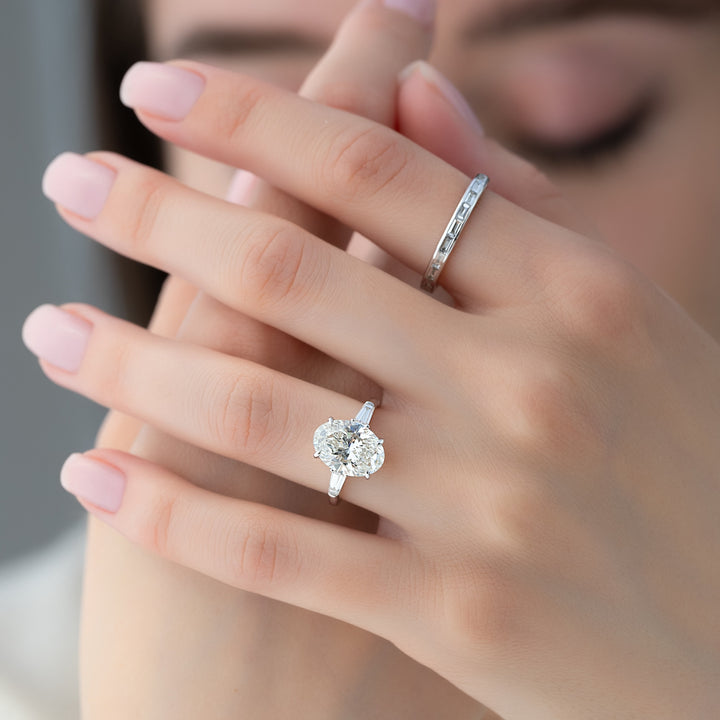 The Leona Set With Oval Solitaire Moissanite#material_14k-white