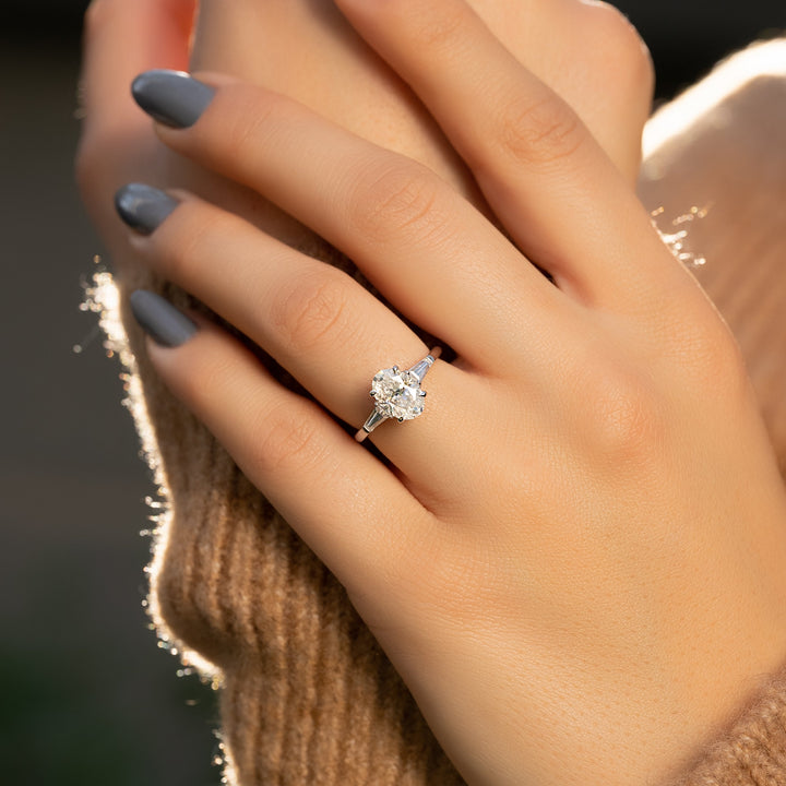 The Leona Oval Lab Diamond Moissanite Engagement Ring *Shown with 1.5 ct #material_white