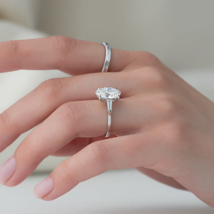 The Leona Oval Lab Diamond Moissanite Engagement Ring *Shown with 3.5 ct #material_white