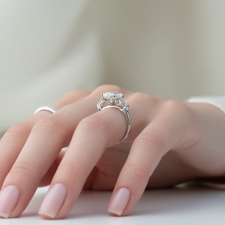 The Leona Oval Lab Diamond Moissanite Engagement Ring *Shown with 3.5 ct #material_white