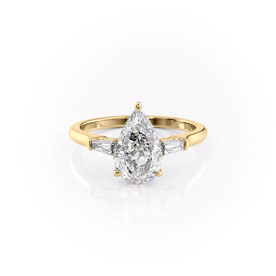 The Leona Set With Pear Solitaire Lab Diamond 1 Carat 14K Gold#material_14k-gold