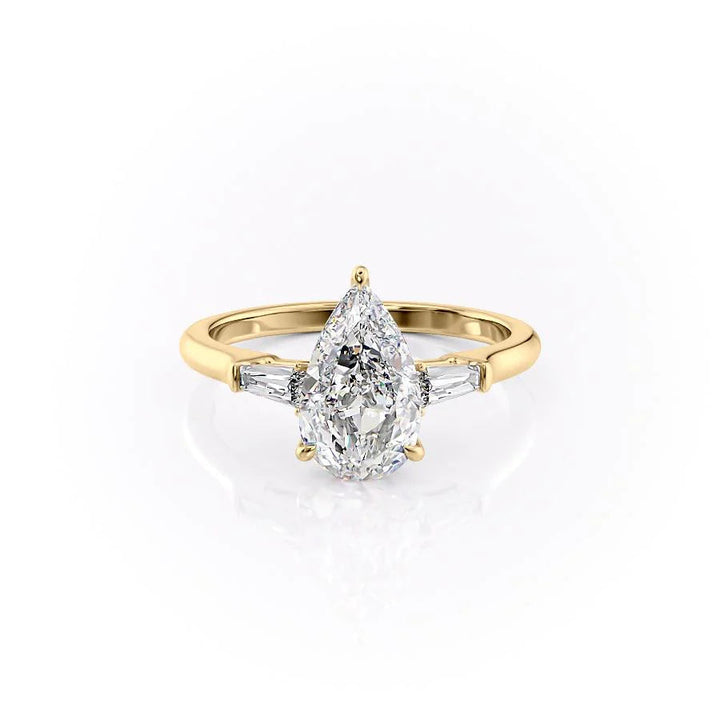 The Leona Set With Pear Solitaire Lab Diamond 1 Carat 14K Gold#material_14k-gold