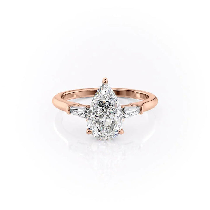 The Leona Set With Pear Solitaire Lab Diamond 1 Carat 14K Rose#material_14k-rose