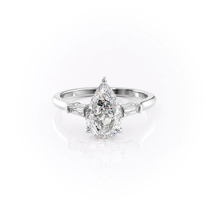 The Leona Set With Pear Solitaire Lab Diamond 1 Carat 14K White#material_14k-white