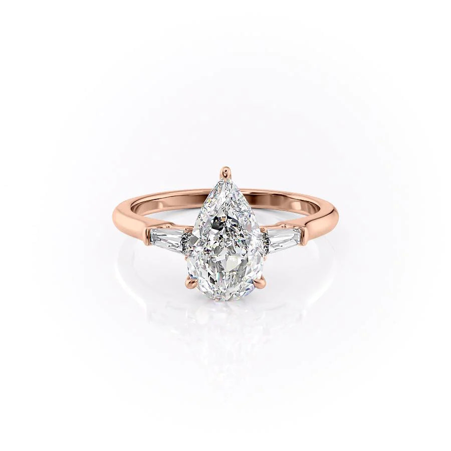 The Leona Set With Pear Solitaire Moissanite#material_18k-rose