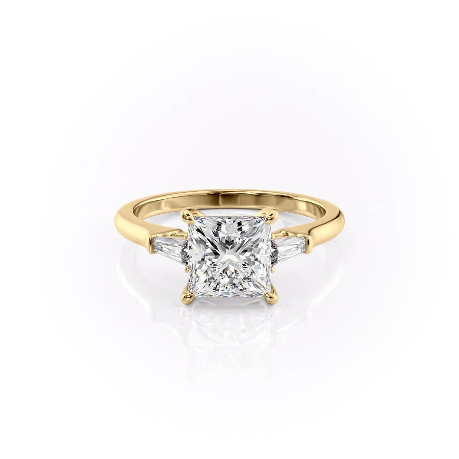 The Leona Set With Princess Solitaire Lab Diamond 1 Carat 14K Gold#material_14k-gold