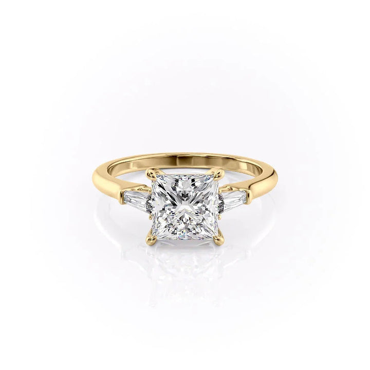 The Leona Set With Princess Solitaire Lab Diamond 1 Carat 14K Gold#material_14k-gold