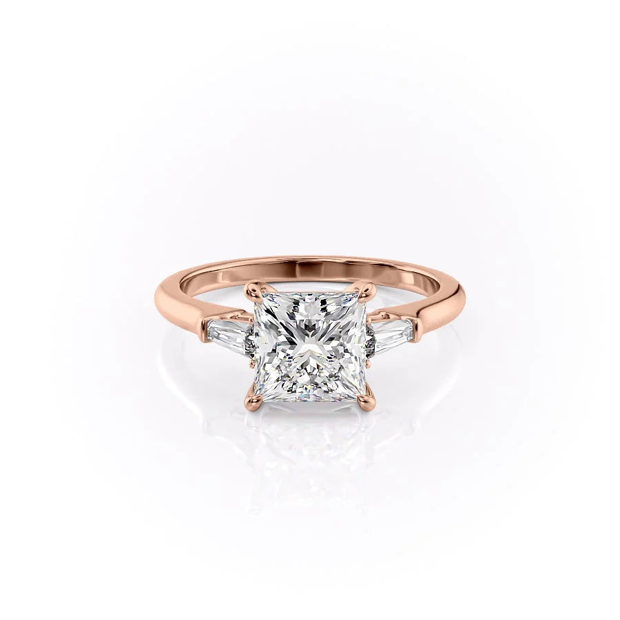 The Leona Set With Princess Solitaire Moissanite#material_14k-rose