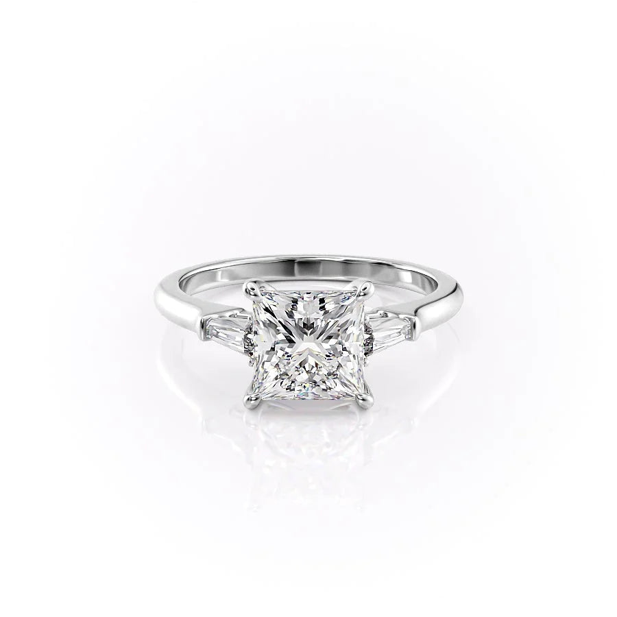 The Leona Set With Princess Solitaire Lab Diamond 1 Carat 14K White#material_14k-white