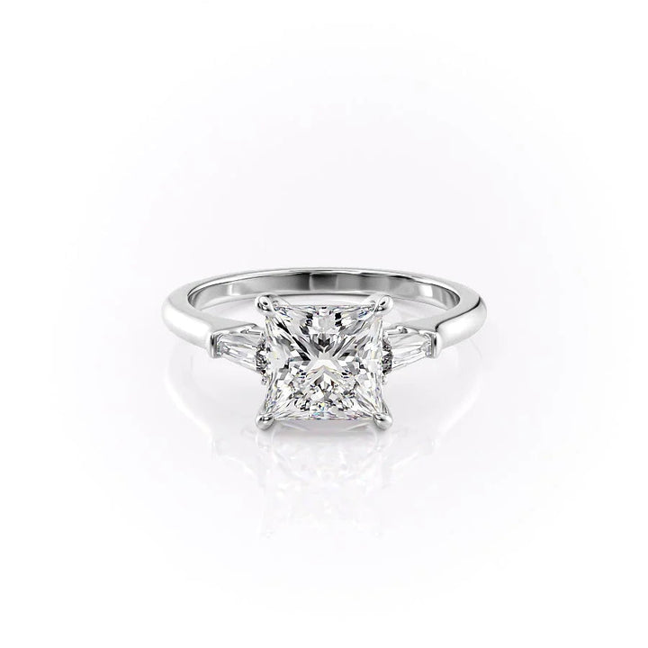 The Leona Set With Princess Solitaire Lab Diamond 1 Carat 14K White#material_14k-white