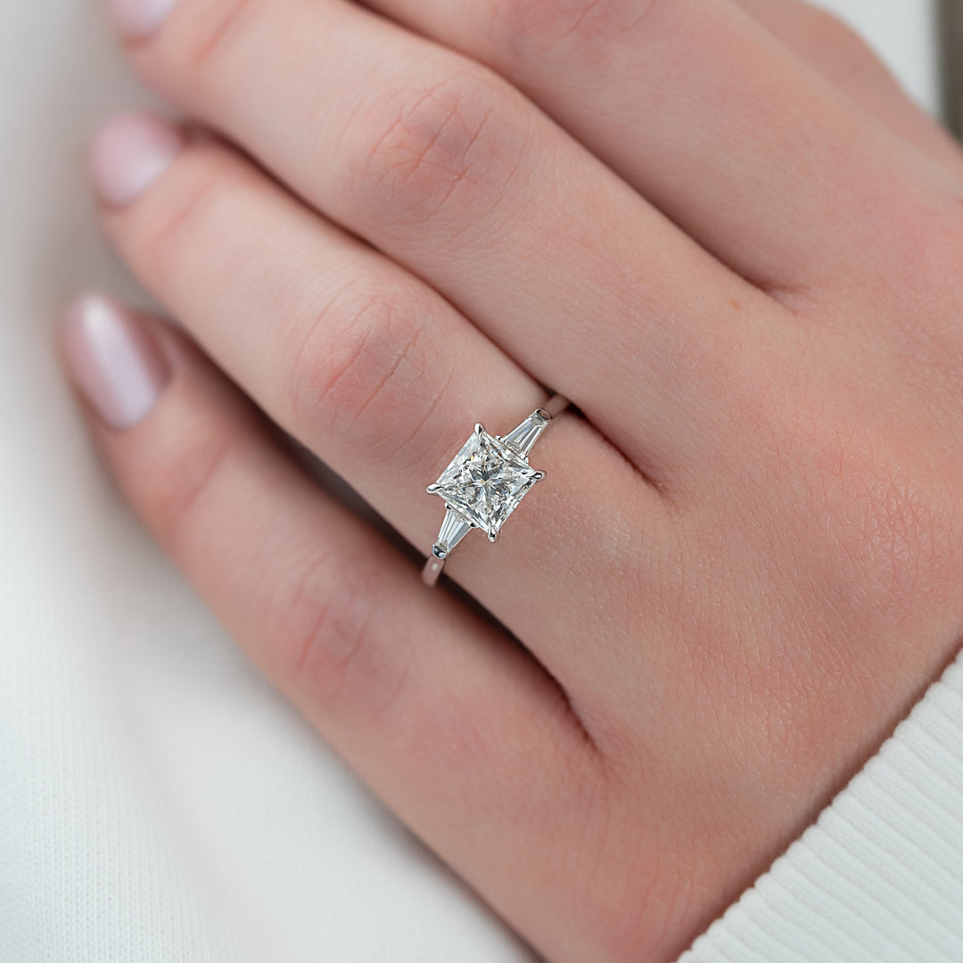 The Leona Set With Princess Solitaire Lab Diamond 2 Carat 14K White#material_14k-white