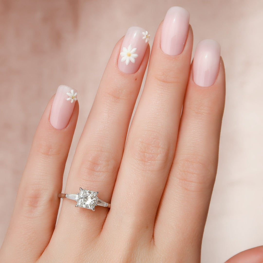 The Leona Princess Lab Diamond Moissanite Engagement Ring