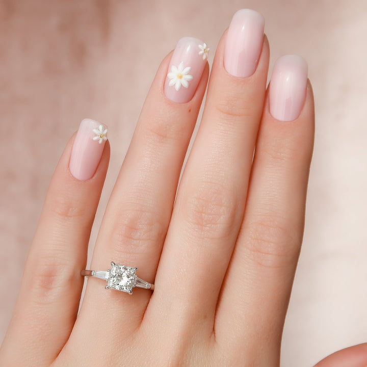 The Leona Princess Lab Diamond Moissanite Engagement Ring *Shown with 1.5 ct #material_white