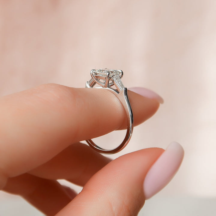 The Leona Princess Lab Diamond Moissanite Engagement Ring *Shown with 1.5 ct #material_white