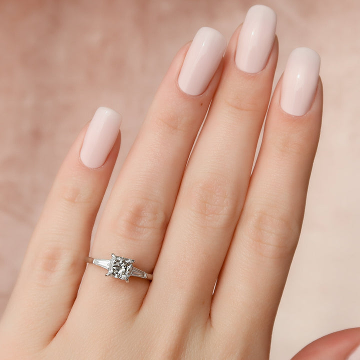 The Leona Princess Lab Diamond Moissanite Engagement Ring *Shown with 1 ct #material_white