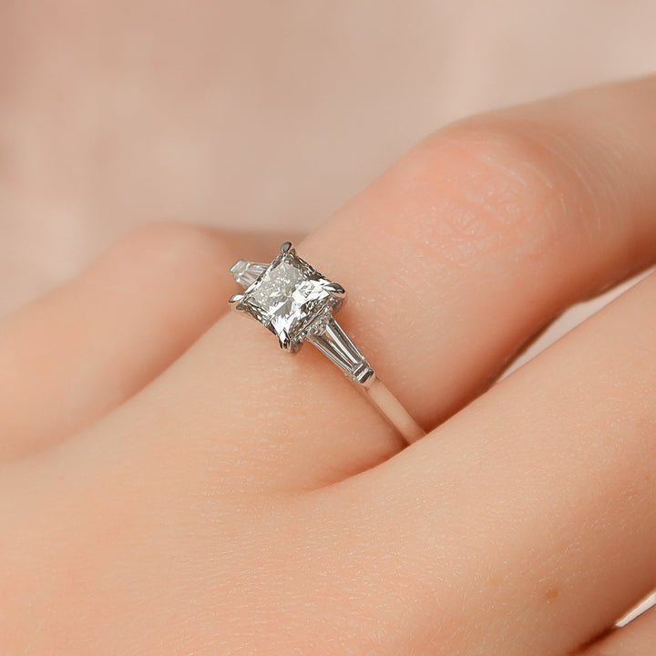The Leona Princess Lab Diamond Moissanite Engagement Ring *Shown with 1 ct #material_white
