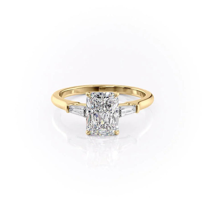 The Leona Set With Radiant Solitaire Lab Diamond 1 Carat 14K Gold#material_14k-gold