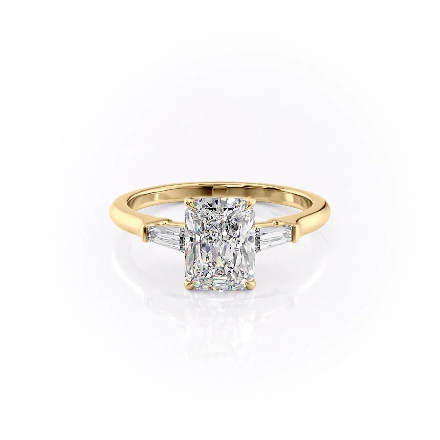 The Leona Set With Radiant Solitaire Moissanite#material_14k-gold