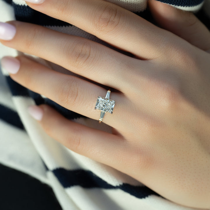 The Leona Set With Radiant Solitaire Lab Diamond 2 Carat 14K Gold#material_14k-gold