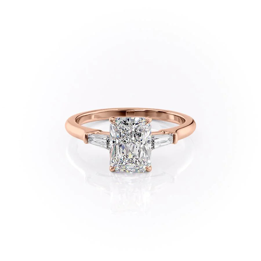 The Leona Set With Radiant Solitaire Lab Diamond 1 Carat 14K Rose#material_14k-rose