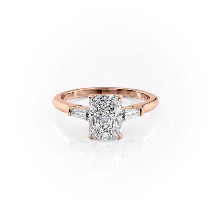 The Leona Set With Radiant Solitaire Moissanite#material_14k-rose