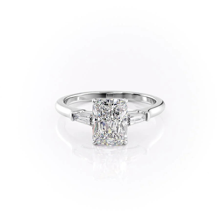 The Leona Set With Radiant Solitaire Lab Diamond 1 Carat 14K White#material_14k-white