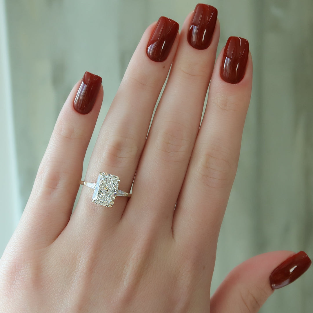 The Leona Radiant Lab Diamond Moissanite Engagement Ring