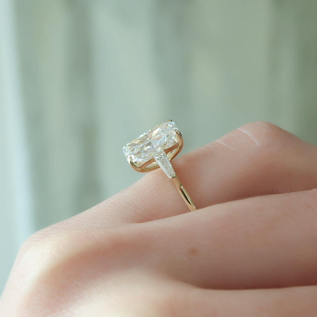 The Leona Radiant Lab Diamond Moissanite Engagement Ring