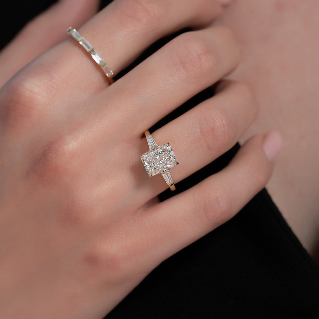 The Leona Radiant Lab Diamond Moissanite Engagement Ring