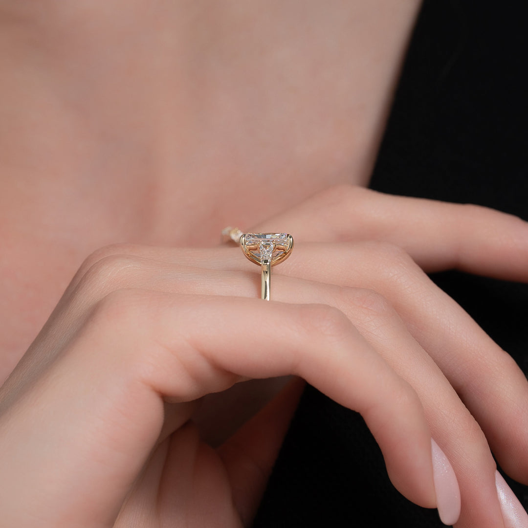 The Leona Radiant Lab Diamond Moissanite Engagement Ring