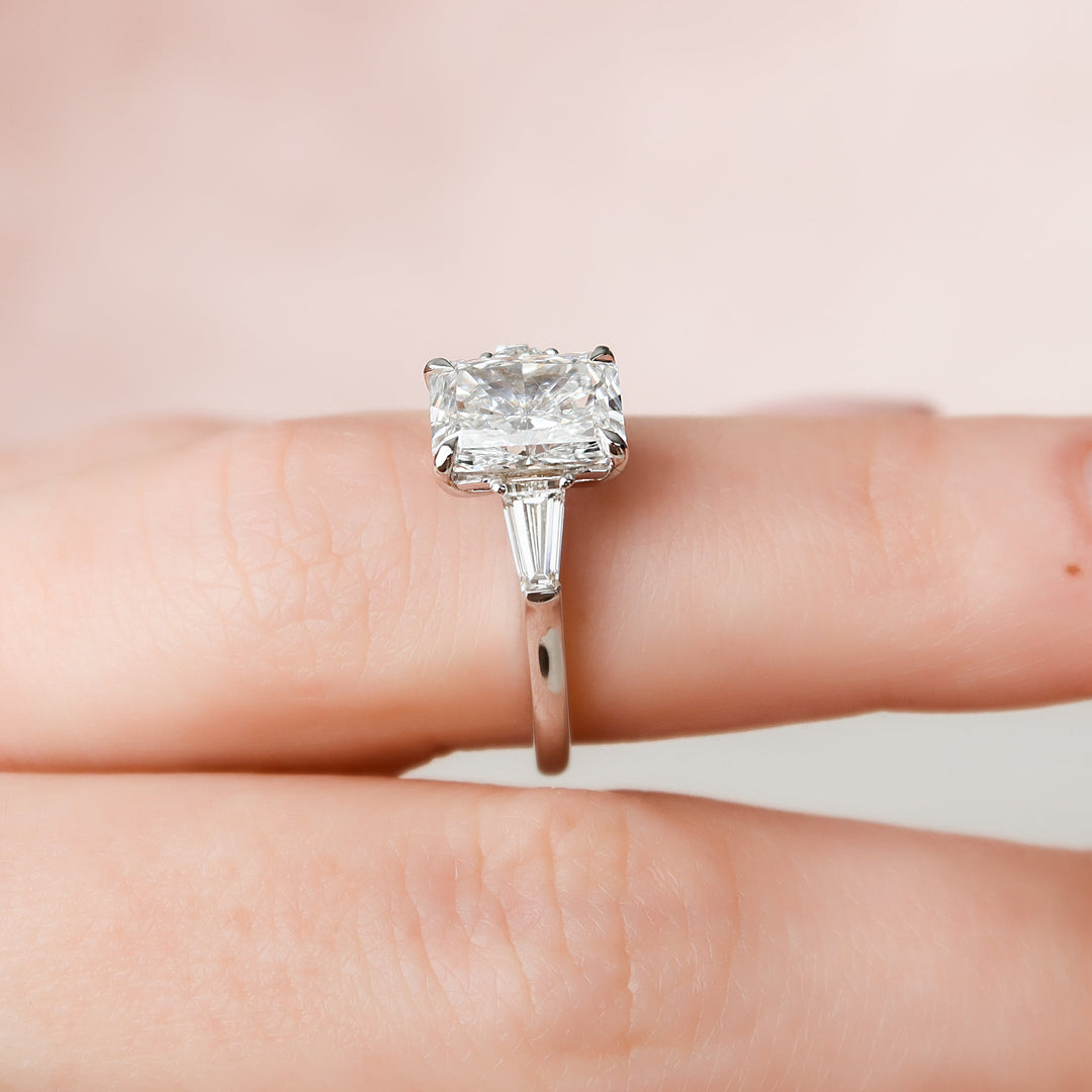 The Leona Radiant Lab Diamond Moissanite Engagement Ring