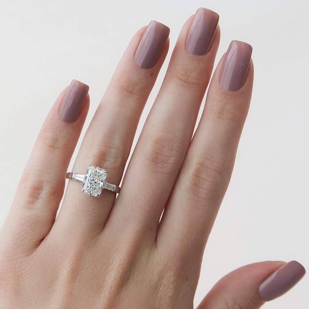 The Leona Radiant Lab Diamond Moissanite Engagement Ring