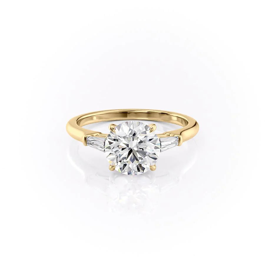 The Leona Set With Round Solitaire Lab Diamond 1 Carat 14K Gold#material_14k-gold