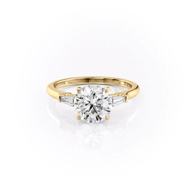 The Leona Set With Round Solitaire Lab Diamond 1 Carat 14K Gold#material_14k-gold