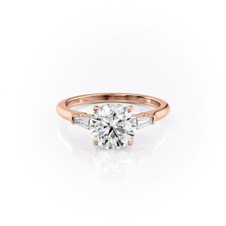 The Leona Set With Round Solitaire Lab Diamond 1 Carat 14K Rose#material_14k-rose