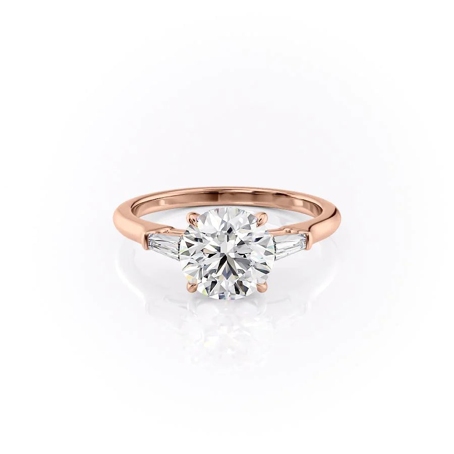 The Leona Set With Round Solitaire Moissanite#material_14k-rose