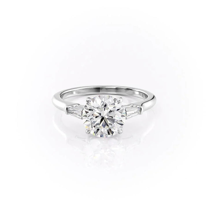 The Leona Set With Round Solitaire Lab Diamond 1 Carat 14K White#material_14k-white