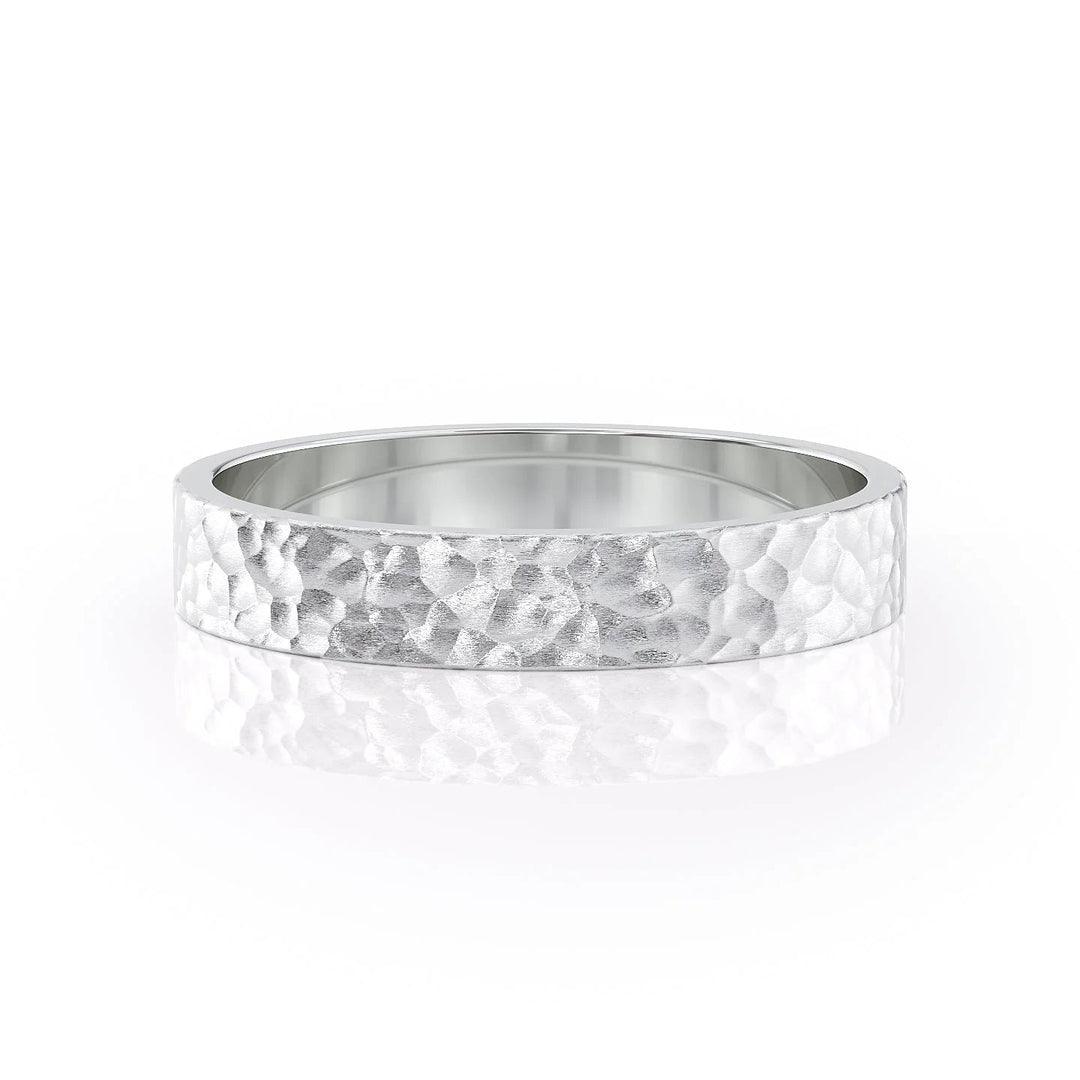 The Liam Wedding Bands Hammered 14K White#material_14k-white