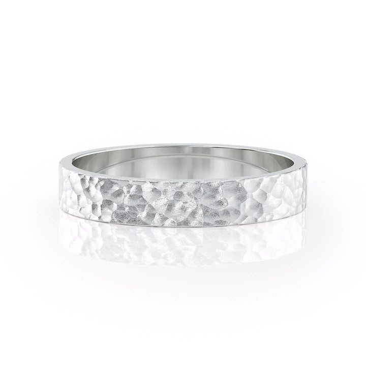 The Liam Wedding Bands Hammered 14K White#material_14k-white