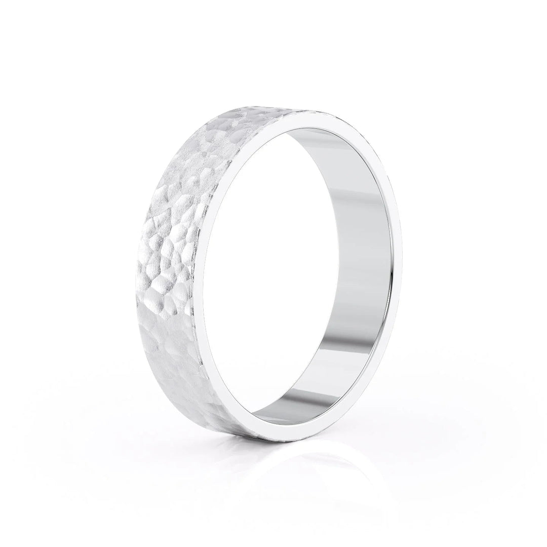 The Liam Wedding Bands Hammered 14K White#material_14k-white