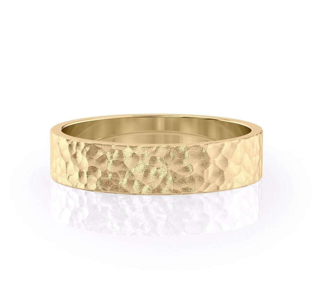 The Liam Wedding Bands Hammered 18K Gold#material_18k-gold