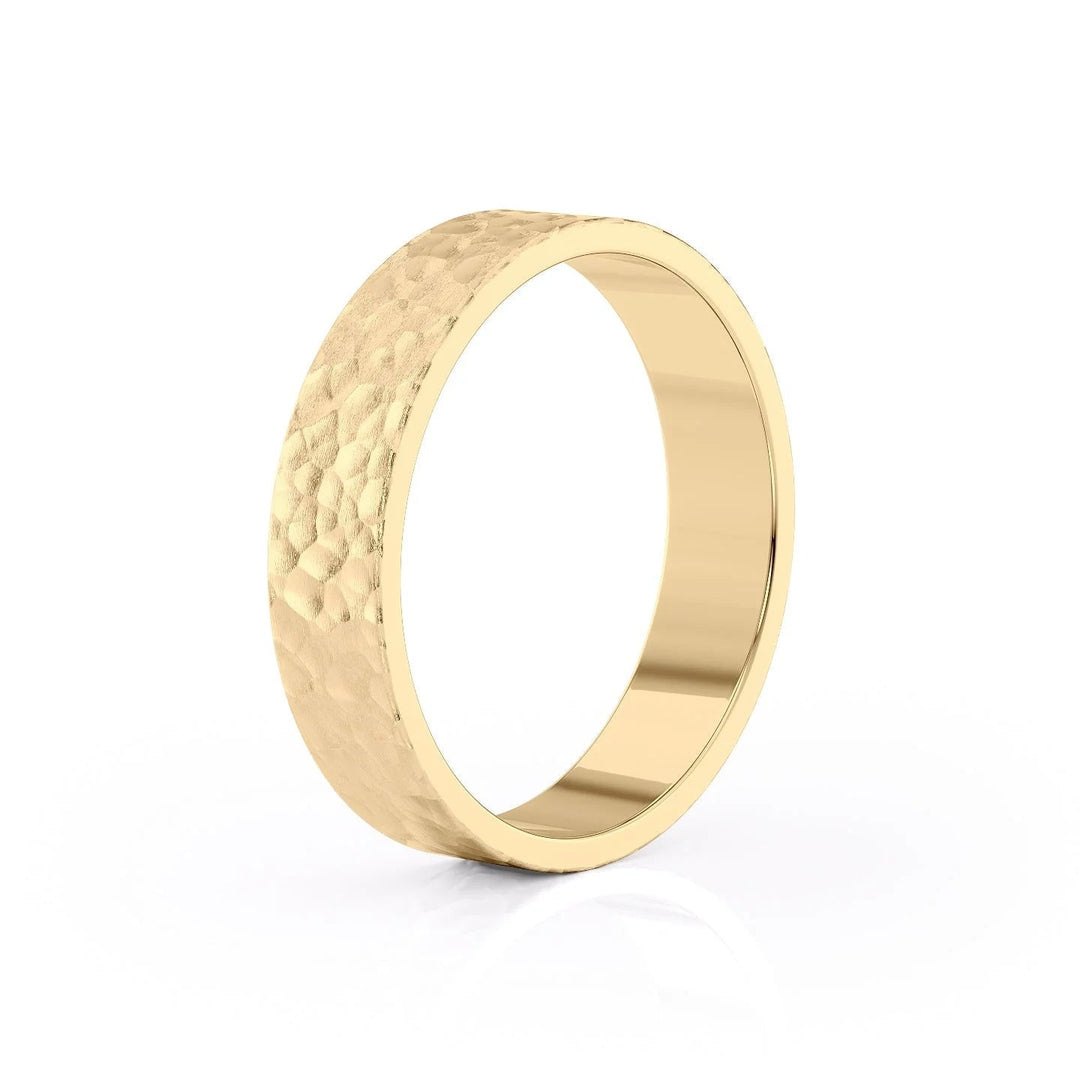 The Liam Wedding Bands Hammered 18K Gold#material_18k-gold