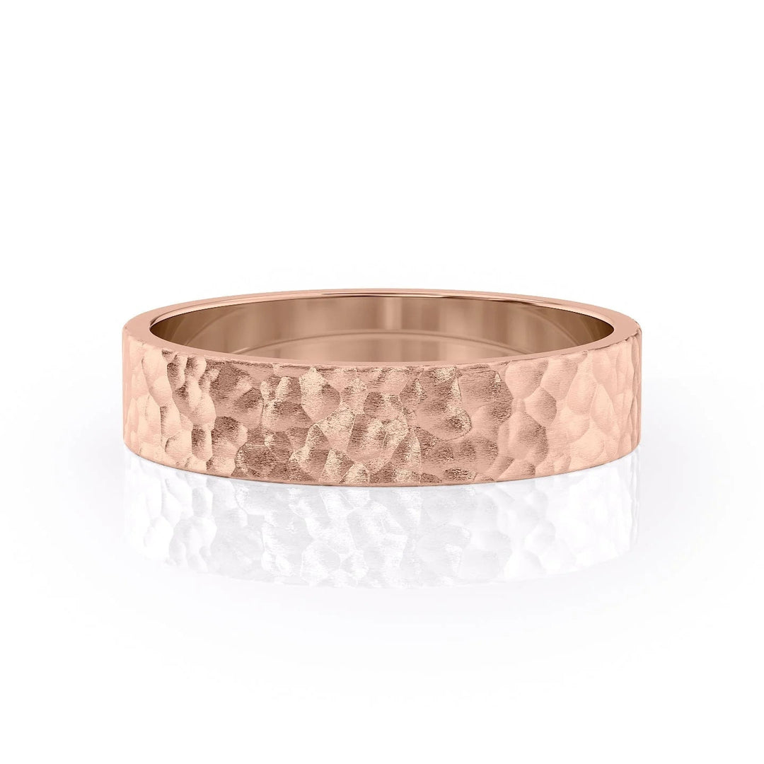 The Liam Wedding Bands Hammered 18K Rose#material_18k-rose