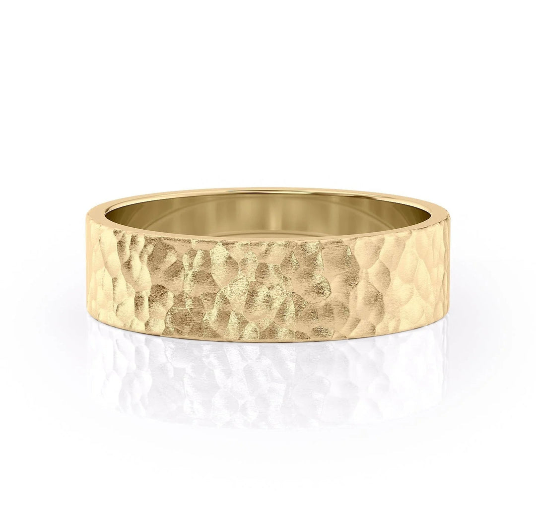 The Liam Wedding Bands Hammered 14K Gold#material_14k-gold